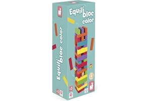 JANOD Equilibloc Color - Blocs de Construction en Bois - 60 Pièces - Jeu d'Adresse - Multicolor - Dès 3 Ans