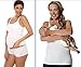 Maternity Breastfeeding top vest for easy breast feeding 8 10 12 14 colours black white or grey nursing (Large 12-14, White)