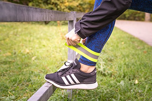 4 Stück Five Star Running Reflektorbänder inkl. Tasche | Sicherheit beim Joggen, Fahrrad fahren, Laufen uvm. | stretchfähig bis 55 cm - 3