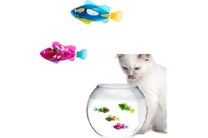 HADAVAKA 2 Pcs Electronic Pet Fish, Electric Fish Toys Electronic Animal Pets, Electronic Toy Mini Robotic Fish Swimming Robot Fish, Bath Toys, Light Up Robot Fish Colour Random）