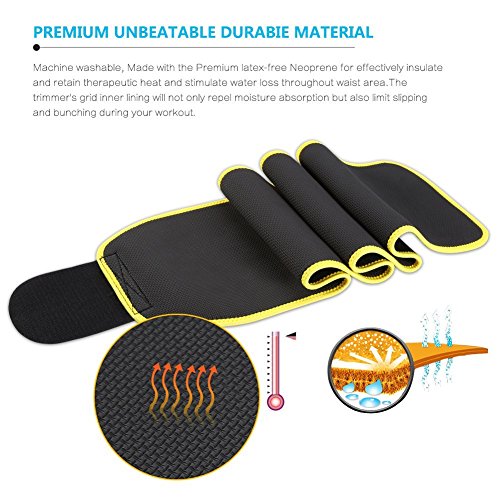 Yosoo Fitnessgürtel Abnehmgürtel Sauna Gürtel aus Atmungsaktiv Neopren Schwarz für Herren und Damen - 6
