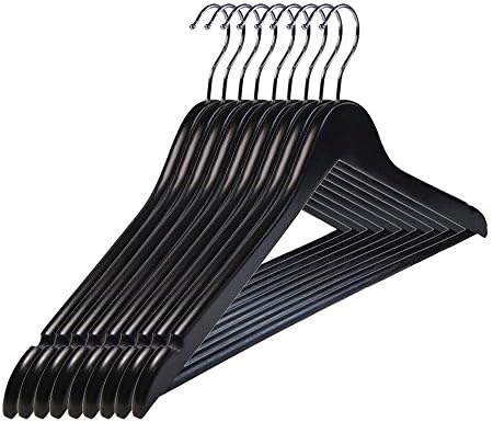 Wooden Clothes / Coat Hangers in Black, White, Pine (40 Pack, Black)