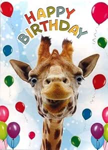 Carte D Anniversaire Humoristique Avec Girafe Aux Yeux Exorbites 3d Qui Bougent Inscription Happy Birthday Amazon Fr Fournitures De Bureau