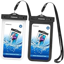 MoKo Funda Impermeable para iPhone X iPhone XS iPhone XR iPhone 8 iPhone 7 iPhone 6S Plus Samsung Galaxy S9 Samsung S8 Plus Samsung S7 Edge Samsung S6 Huawei, Negro/Blanco