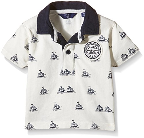 GANT Baby Boys 0-24m Sc Ss Rugger Allover Print Polo Shirt, Off-White (Eggshell), 6-9 Months