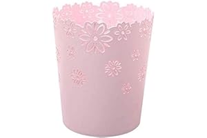 AOOPOO Cestino per la Carta Cestino Spazzatura Ufficio Plastica Modello Traforato Cestino Bagno Cestino per Rifiuti 21.5 * 18 * 25.5 CM (Rosa)