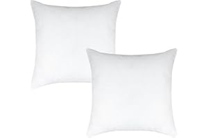 Latchini White Cushion Inners, 18" x 18" (45cm x 45cm) Premium Hollow-fiber Fluffy Cushion Pads, Bounce Back Cushion Inserts for Sofa (2-Pack)