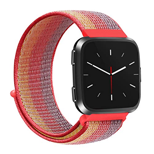 Preisvergleich Produktbild Bescita Mode Elegant Herren Damen Armband, Leichte Woven Nylon Armband Gewebte Verstellbarer Bügel Streifen Wasserdicht Magic Sticker Handgelenk für Fitbit Versa (E)