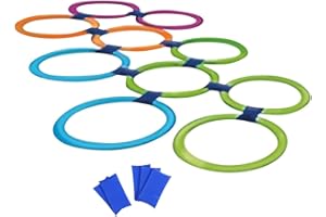 ‎SUNFLEX Sunflex Rainbow Jump | Bewegungsspiel für drinnen und draußen | Verschiedene Spielideen | Ringe mit Clips verbindbar | Für Kinder | Set mit 6 Ringen