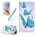 Produktbild Für Galaxy A3 (2017) A320F Hülle Leder, Girlyard 3D Gemalte Blau Schmetterling Muster Entwurf Schutzhülle Tasche PU + TPU Silikon Innere Cover Wallet Flip Case Bookstyle Standfunktion Kartenfächer Magnet Handyhülle für Samsung Galaxy A3 2017