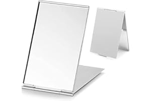 DISNACE 2 lusterka podróżne, 10 x 6,7 cm, małe lustro kieszonkowe z aluminium, przenośne, składane, małe lustro stołowe, lusterko do makijażu, do podróży, na kemping, do makijażu