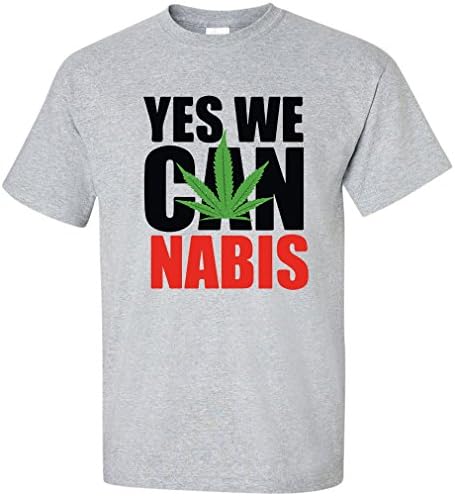 PaPaYANA Men's Shirt-Yes WE CAN-Obama USA NABIS Legalize PEACE REGGAE -  Grey - Large