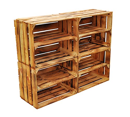 Holzkiste Obstkiste Holz Schuhregal Neu Geflammt mit Zwischenboden 50 x 40 x 30cm (2er Set) - 2