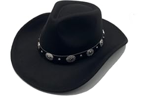 Willheoy Chapeau de Cowboy Femme Chapeau Western Homme Jazz Noir