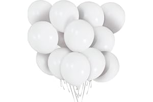 ASIYUHY White Balloons 100 Pack 12 Inch Thicken Latex White Helium balloon With 2 Rolls of Balloon Ribbon Romantic Balloon Party Decorations for Birthday Wedding Engagement Baby Shower Festival Decor Supplies
