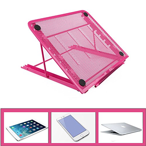 Laptop Ständer Notebookständer Belüftet Verstellbar Faltbarer Metall Ineinander Notebook Standplatz, 24x19CM für Laptop Notebook Pad Phone Tablets-Novata