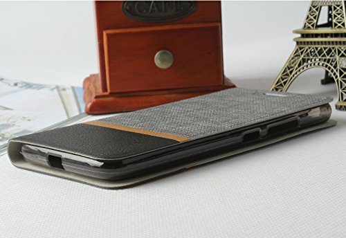 Lively Life Motorola Moto G5 hülle – Premium Luxuriös PU lederhülle[Vollständigen Schutz] [Kreditkartenfach] Folio Tasche Schutzhülle im Denim Pattern für Lenovo Moto G5(Denim-Grau) - 2