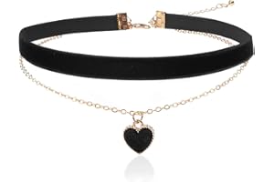 YUNHENTONG Collier Noir Femme Collier Ras de Cou Noir Collier Gothique Collier Ras de Cou Femme Choker Fille Choker Coeur Collier Velours pour Carnaval, Saint-Valentin, Anniversaire, Naissance