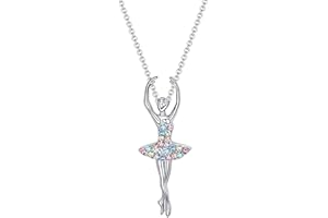 AZWOOD Ballerina Necklace, Women Silver Dancing Ballet Necklaces Girls Dance Crystal Pendant Jewellery Gifts for Dance Lovers Christmas Birthday Gifts