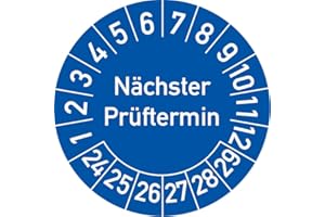 ROSENBAUM OFFSETDRUCK Nächster Prüftermin Prüfplakette, 100 Stück, in verschiedenen Farben und Größen, Prüfetikett Prüfsiegel Plakette (20 mm Ø, Blau)