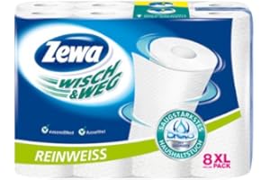 ‎ZEWA Zewa Wisch und Weg Haushaltstuch Reinweiss, 2er Pack (2 x 8 Rollen)