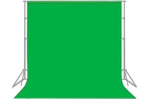 Green Screen Fotohintergrund 3x3 m, Bonvvie Faltenresistenter Fotografie Hintergrund Grün Chromakey Musselin Hintergrund für Photo Video Studio, Fernsehen, Zoom, YouTube, Online-Meetings