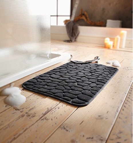 Badematte Badeteppich „Stone“ 50 x 80 anthrazit grau Badvorleger WC Vorleger ausgefallen modern steinoptik - 2