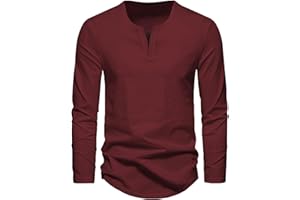 Meilicloth Maglietta Maniche Lunghe Uomo Cotone V Neck T Shirt Uomo Maglietta Long Sleeve Felpa Uomo Base Casual Morbida Tee Lunghe Slim Fit S-3XL