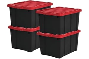 ‎IRIS OHYAMA Iris Ohyama Heavy Duty Organisation Boxes, 68L, 4er-Set, Rot, Groß, Robust, Stapelbar, Aufbewahrungsbox, Für Garage, Regale, Umzug, Plastik, Utility, Werkzeugkiste, DDSKT-700