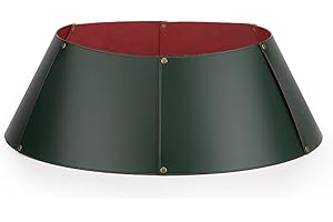 ‎TREE NEST Tree Nest Weihnachtsbaum Rock Korb Kragen Weihnachtsbaumständer Abdeckung für Christbaumständer Tannenbaum Verkleidung - Texture Christmas Tree Skirt Collar Kunstleder 71cm Bottom Rot Grün