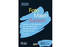 Foto-Malen-Basteln Bastelkalender A5 schwarz 2025: Fotokalender zum Selbstgestalten. Aufstellbarer do-it-yourself Kalender mit festem Fotokarton.
