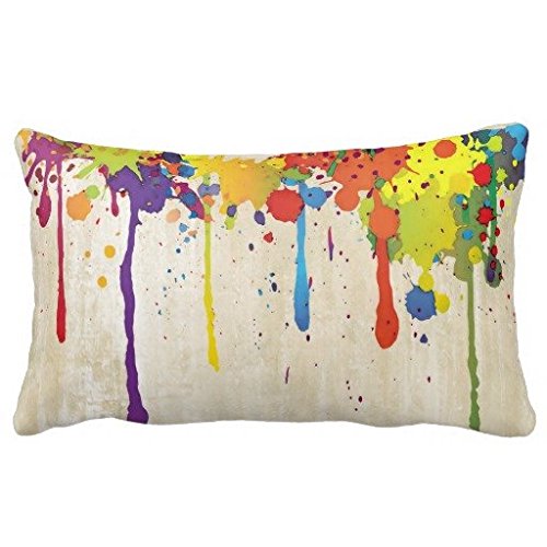 oliyneco Funny Farbe splash Baumwolle dekorative Rechteck Werfen Kissen Fall Kissenbezug, 20 x 30