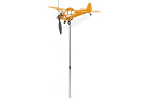 Piper J3 Cub Flygplan Weathervane 3D Metallväderflöjel Flygplan Väderflöjel Utomhustak Vindriktningsindikator för Trädgårdsdekoration (Liten storlek)