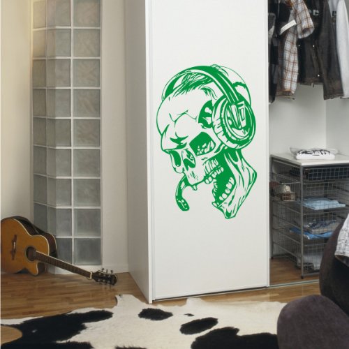 INDIGOS 4052166173926 Wandtattoo W931 Teufel Musik Wandaufkleber 80 x 52 cm, grün
