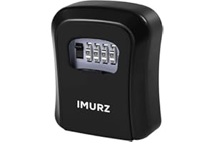 IMURZ Secure Key Box with Code, Wall Key Box with 4 Digit Code, Outdoor Waterproof and Rustproof Security Key Box, Resettable Code (Black)