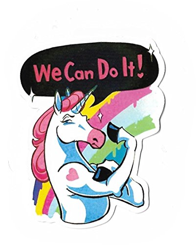 Preisvergleich Produktbild greestick Aufkleber Sticker Einhorn Rainbow Unicorn Spruch We can do it Hipster Crazy bunt farbig Pickerl