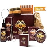 Men Beard Care & Grooming Kit For Growth PROVEN LARGE SIZE 60g Beard Balm Butter 8 In 1 Luxury Unscented Beard Oil 50ml Beard Brush Beard Comb Beard Scissors Mens Gifts Him Gift Set Dad Viking Beards