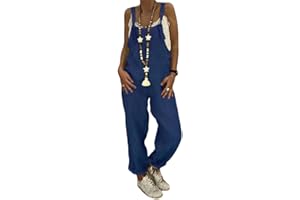 shownicer Salopette Femme Combinaison Jumpsuit sans Manches à Bretelles Rétro Pantalon Playsuits Ample Harem Sarouel Pantalon Vintage Grande Taille Salopette Été