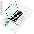 YSAGi Non-Slip Desk Pad,Mouse Pad,Waterproof PVC Leather Desk Table Protector,Ultra Thin Large Desk Blotter, Easy Clean Laptop Desk Writing Mat for Office Work/Home/Decor(White, 23.6" x 13.7")