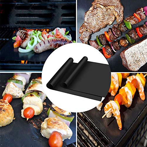 Preisvergleich Produktbild FairytaleMM 3pcs / 5pcs wiederverwendbarer Antihaft-BBQ-Grill-Matten-Auflage-Bac... tragbares Picknick im Freien, Das Grill-Werkzeug, schwarz kocht