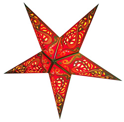 Weihnachtsstern / Papierstern Lampenschirme mit funkelnden dekorativen Designs in Handarbeit ANTARES - Rot