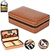 Produktbild COMMODA Portable Echtes Leder Zeder Zigarre Reisetasche Zeder Humidor mit Cutter Feuerzeug Set Holzkiste(Braun)
