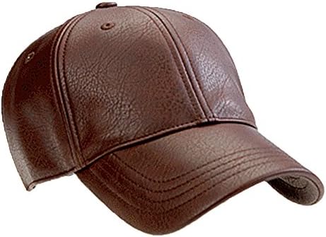 AUBREYRENE Men's Baseball Cap,Artificial Leather Outdoor Casual Blank Hat,Adjustable(Brown)