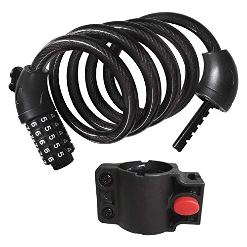 Candado Antirrobo de Alta Seguridad con Número Reajustable de 5 Dígitos 120 cm/12 mm Bloqueo de Cadena de Alta Resistencia Combinación de Cable de Bobinado para Bicicleta Motocicleta y Puerta