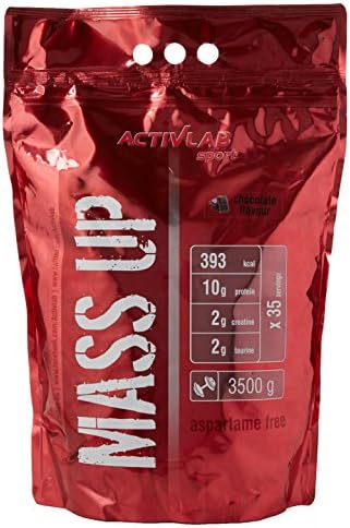 Activlab Mass Up Protein Powder Concentrate High Calorie Workout Shake with Creatine and Taurine | Weight Gain| Mass Gainer | 3.5 KG | over 393 kcal Calories Per Serving | delicious chocolate | includes measuring cup