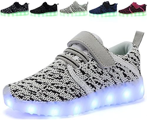 TULUO children&amp;Boys&amp;Girls LED Shoes USB Charging Sneakers Kids Flashing Trainers GrayBlack1 28 EU