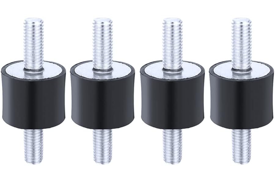 CENPEK 4pcs M6 20 * 15 Anti Vibration Rubber Bobbin Mounts Isolator Damper Shock Absorber with Double Male Thread Screw Studs for Air Compressors Diesel Engines Gasoline Engines Water Pumps