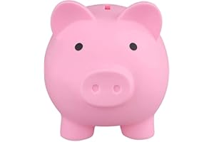 Leling cerdo – Hucha original banco dinero cerdo plástico, hucha cerdo para niños, regalo para niños, niñas y adultos Gifts, rosa, L