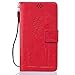 Produktbild Xperia Z2 Hülle, Sony Xperia Z2 Hülle, Sony Z2 Hülle, Anlike Löwenzahn und Liebhaber für [Sony Xperia Z2 (5,2 Zoll)] Handyhülle, Schutzhülle / Ledertasche / Tasche / Case / Cover / Flip Brieftasche Bookstyle Kartenfach Standfunktion Handytasche mit Abnehmbar Handy Lanyard - rote