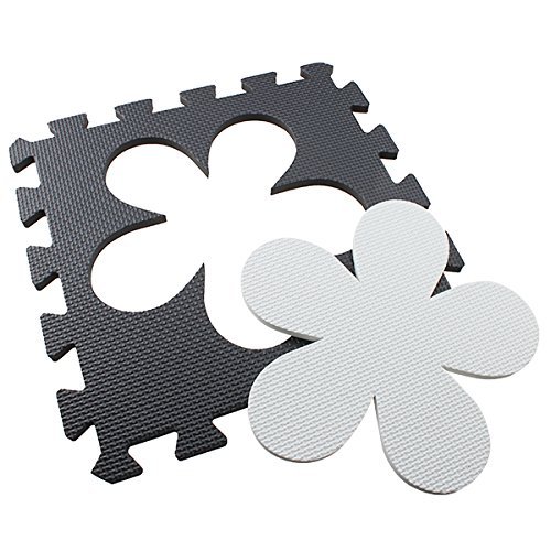 Schaum Boden Matte – TOOGOO(R)10 Stueck EVA Schaum Puzzle Kinder Spielzimmer Sport uebung Bodenmatte Qualitaets-Falzziegel Schwarz & Weiss Nummer Blumen-Form Grafik Muster - 3